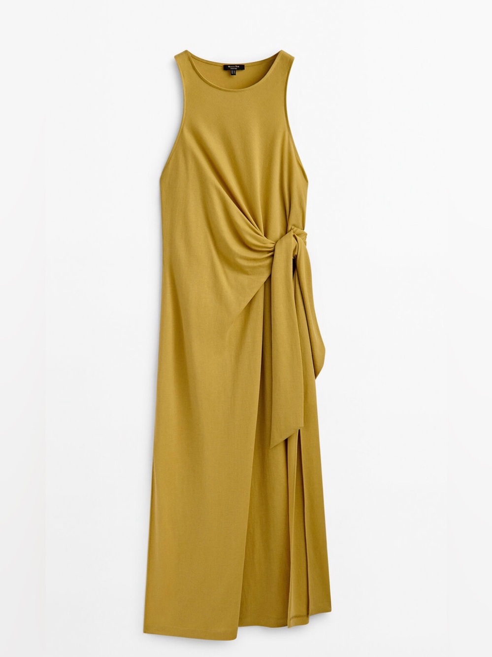Women’s Mustard Knot-Front Maxi Dress Massimo Dutti